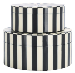 Safavieh CHARLI, Elegant Black/Ivory Decorative Box Set of 2 - Chic Storage for Modern Home Accents & Style RDC5000A-SET2