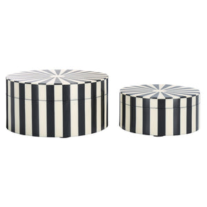 Safavieh CHARLI, Elegant Black/Ivory Decorative Box Set of 2 - Chic Storage for Modern Home Accents & Style RDC5000A-SET2