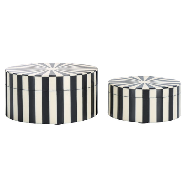 Safavieh CHARLI, Elegant Black/Ivory Decorative Box Set of 2 - Chic Storage for Modern Home Accents & Style RDC5000A-SET2