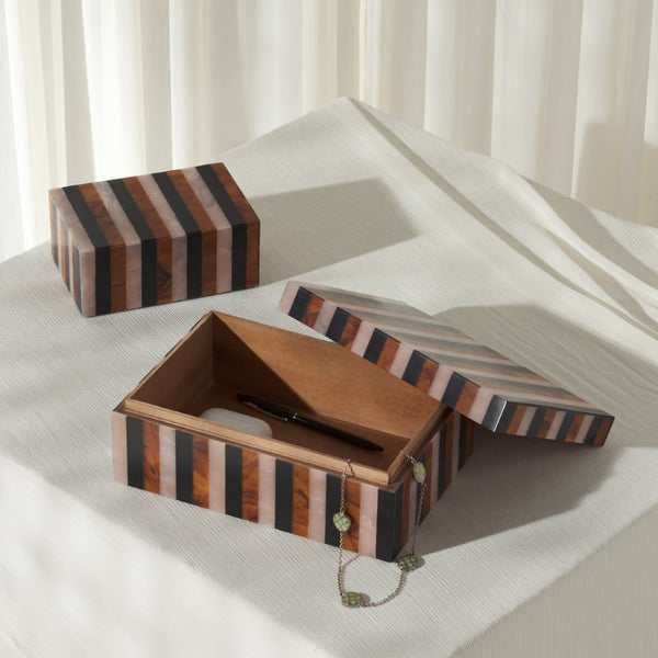 Safavieh INA, Elegant Black/Brown Decorative Box Set of 2 for Stylish Organization in Any Room RDC5001A-SET2