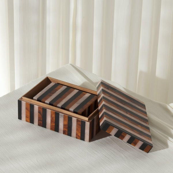 Safavieh INA, Elegant Black/Brown Decorative Box Set of 2 for Stylish Organization in Any Room RDC5001A-SET2