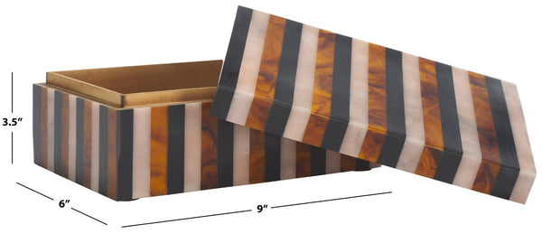 Safavieh INA, Elegant Black/Brown Decorative Box Set of 2 for Stylish Organization in Any Room RDC5001A-SET2