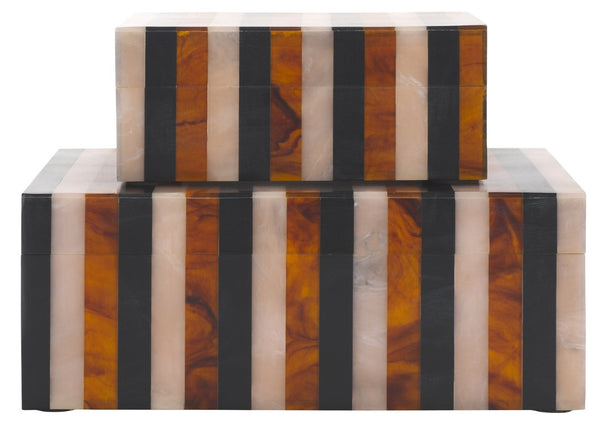 Safavieh INA, Elegant Black/Brown Decorative Box Set of 2 for Stylish Organization in Any Room RDC5001A-SET2