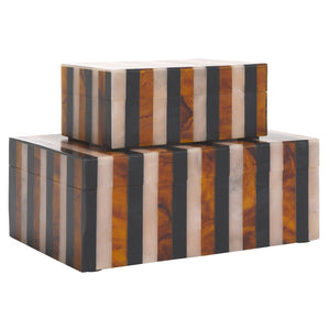 Safavieh INA, Elegant Black/Brown Decorative Box Set of 2 for Stylish Organization in Any Room RDC5001A-SET2