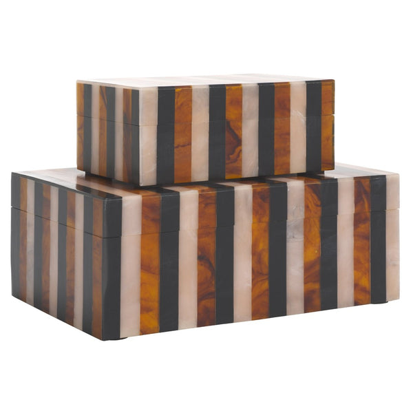 Safavieh INA, Elegant Black/Brown Decorative Box Set of 2 for Stylish Organization in Any Room RDC5001A-SET2