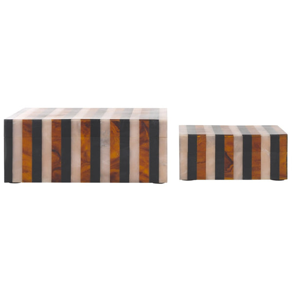 Safavieh INA, Elegant Black/Brown Decorative Box Set of 2 for Stylish Organization in Any Room RDC5001A-SET2