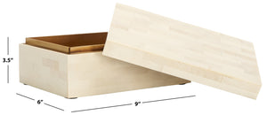 Safavieh Sabi, Elegant Antique Ivory Decorative Box Set Of 2 - Chic Faux Bone & Resin Storage Solution Antique Ivory ,Faux Bone Resin+Mdf Rdc5002a-set2