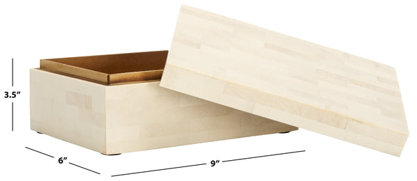 Safavieh Sabi, Elegant Antique Ivory Decorative Box Set Of 2 - Chic Faux Bone & Resin Storage Solution Antique Ivory ,Faux Bone Resin+Mdf Rdc5002a-set2