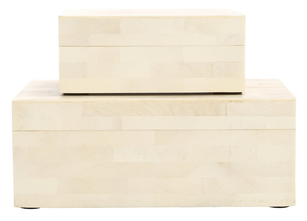 Safavieh SABI, Elegant Antique Ivory Decorative Box Set with Faux Bone Finish for Stylish Storage Solutions RDC5002A-SET2