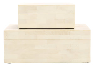 Safavieh Sabi, Elegant Antique Ivory Decorative Box Set Of 2 - Chic Faux Bone & Resin Storage Solution Antique Ivory ,Faux Bone Resin+Mdf Rdc5002a-set2