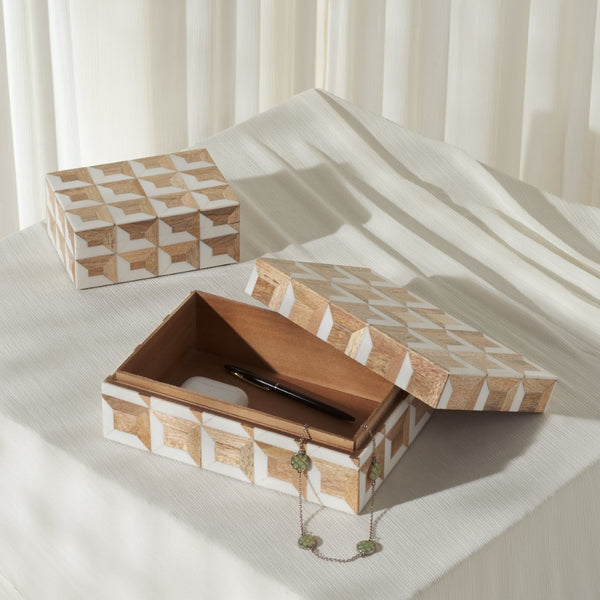 Safavieh ARIA, Elegant Antique Ivory & Natural Brown Decorative Box Set – Stylish Storage for Keepsakes & Accents RDC5003A-SET2