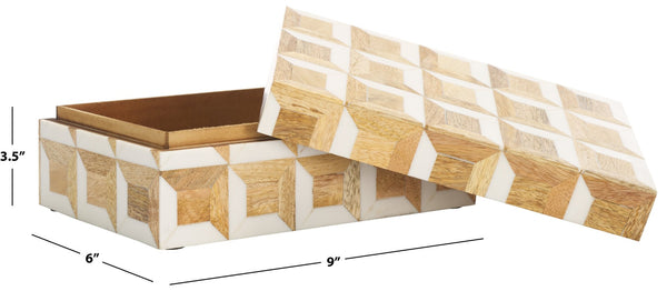 Safavieh ARIA, Elegant Antique Ivory & Natural Brown Decorative Box Set – Stylish Storage for Keepsakes & Accents RDC5003A-SET2
