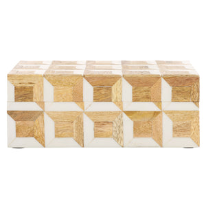 Safavieh Aria, Elegant Antique Ivory Decorative Box Set 2 - Natural Wood Storage With Geometric Charm Antique Ivory ,Natural Brown Resin+Mango Wood+Mdf Rdc5003a-set2