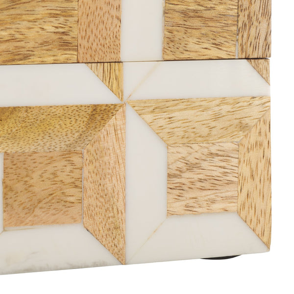 Safavieh Aria, Elegant Antique Ivory Decorative Box Set 2 - Natural Wood Storage With Geometric Charm Antique Ivory ,Natural Brown Resin+Mango Wood+Mdf Rdc5003a-set2
