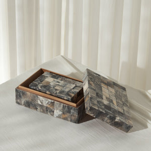 Safavieh LORI, Antique Green and Horn Decorative Box Set - Stylish Storage for Home Décor & Keepsakes RDC5004A-SET2