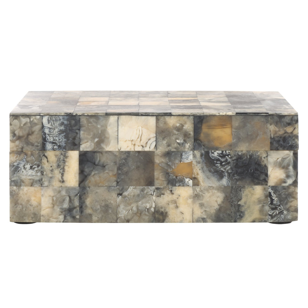 Safavieh Lori, Antique Green & Horn Decorative Box Set 2 - Stylish Storage With Vintage Elegance & Functionality Antique Green ,Horn Resin+Mdf Rdc5004a-set2