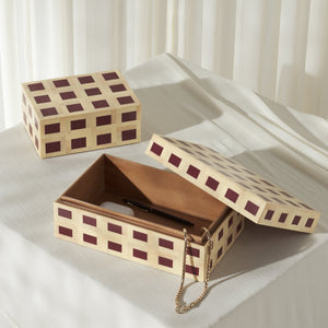 Safavieh SATI, Muted Yellow & Burgundy Decorative Box Set - Stylish Storage & Modern Accent for Any Room RDC5005A-SET2