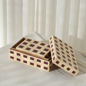 Safavieh SATI, Muted Yellow & Burgundy Decorative Box Set - Stylish Storage & Modern Accent for Any Room RDC5005A-SET2