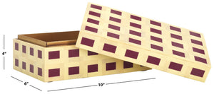 Safavieh SATI, Muted Yellow & Burgundy Decorative Box Set - Stylish Storage & Modern Accent for Any Room RDC5005A-SET2