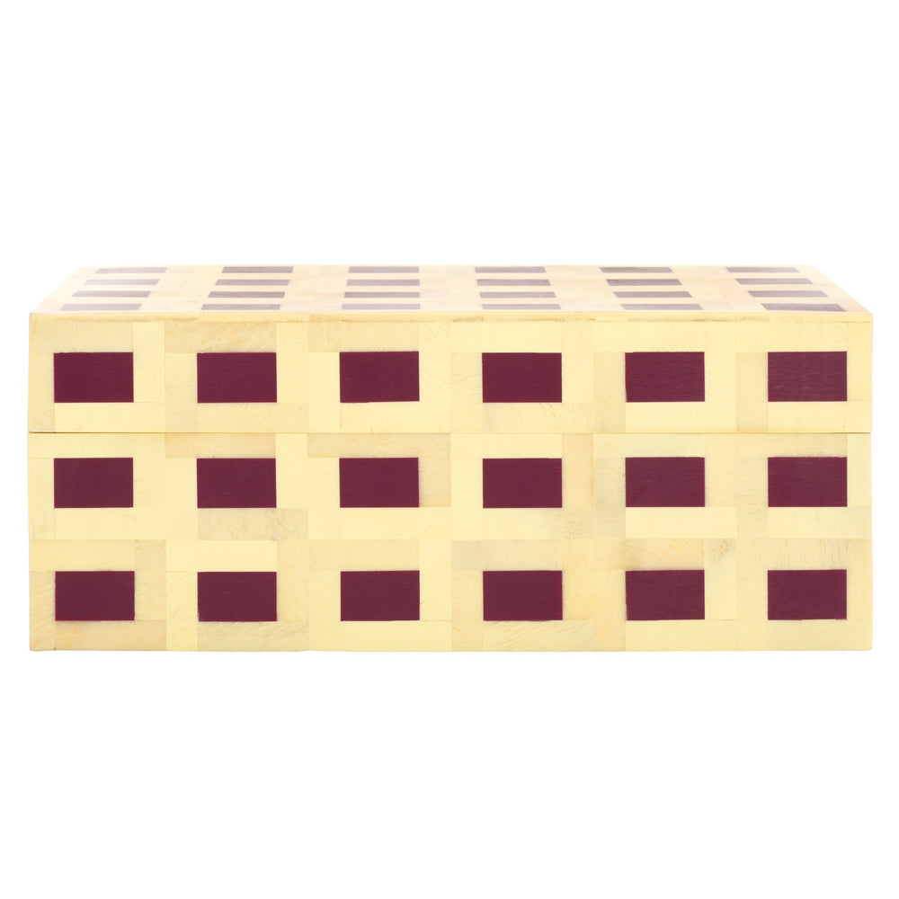 Safavieh Sati, Stylish Muted Yellow/Burgundy Decorative Box Set Of 2 For Elegant Home Storage Solutions Assorted ,Multi Resin+Mdf Rdc5005a-set2