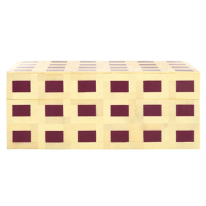 Safavieh Sati, Stylish Muted Yellow/Burgundy Decorative Box Set Of 2 For Elegant Home Storage Solutions Assorted ,Multi Resin+Mdf Rdc5005a-set2