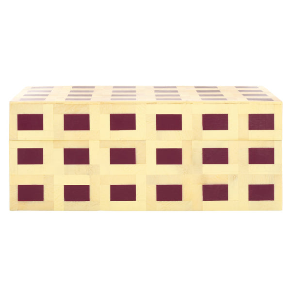 Safavieh Sati, Stylish Muted Yellow/Burgundy Decorative Box Set Of 2 For Elegant Home Storage Solutions Assorted ,Multi Resin+Mdf Rdc5005a-set2