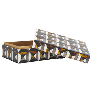 Safavieh Ani, Elegant Decorative Box Set Of 2 In Ivory/Brown - Versatile Storage With Striking Pattern Ivory ,Brown Resin+Mdf Rdc5006a-set2