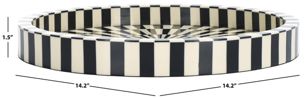Safavieh Charli, Stunning Black/Ivory Circle Tray - Elegant Resin & Mdf Design For Home Decor & Serving Black ,Ivory Resin+Mdf Rdc5007a
