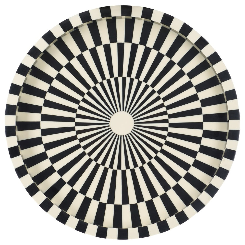 Safavieh CHARLI, Stylish Black/Ivory Circle Tray - Modern Resin & MDF Accent for Home Decor & Organization RDC5007A