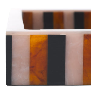 Safavieh Ina, Elegant Black/Brown Decorative Tray With Striped Design For Home Organization & Display Black ,Brown Resin+Mdf Rdc5008a