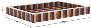 Safavieh Ina, Elegant Black/Brown Decorative Tray With Striped Design For Home Organization & Display Black ,Brown Resin+Mdf Rdc5008a