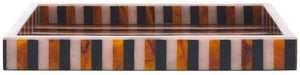 Safavieh Ina, Elegant Black/Brown Decorative Tray With Striped Design For Home Organization & Display Black ,Brown Resin+Mdf Rdc5008a