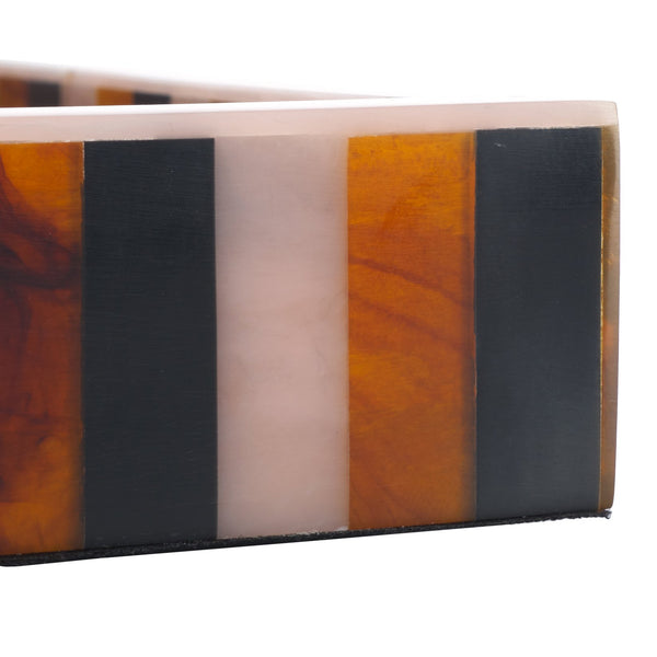 Safavieh Ina, Elegant Black/Brown Decorative Tray With Striped Design For Home Organization & Display Black ,Brown Resin+Mdf Rdc5008a