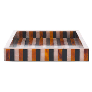 Safavieh Ina, Elegant Black/Brown Decorative Tray With Striped Design For Home Organization & Display Black ,Brown Resin+Mdf Rdc5008a