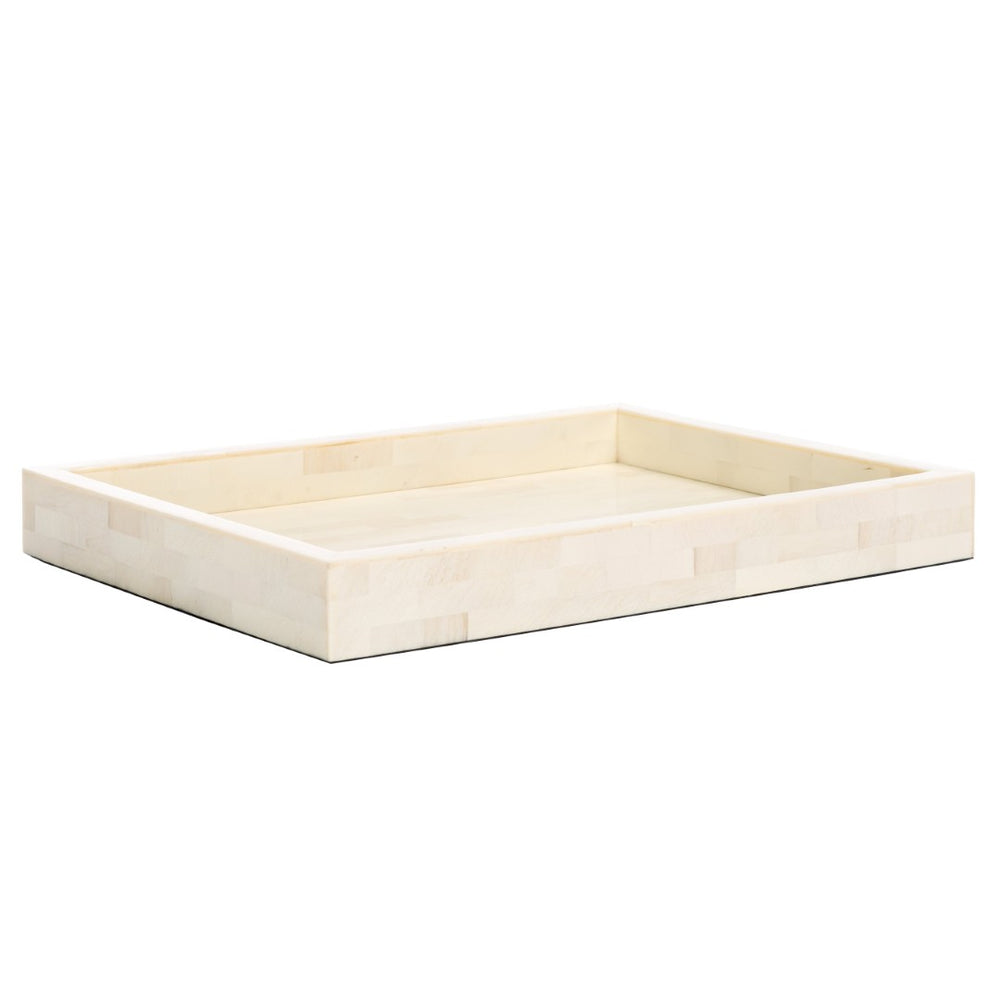 Safavieh SABI, Antique Ivory Rectangular Tray with Faux Bone Finish for Elegant Tabletop Organization & Style RDC5009A