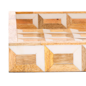 Safavieh Aria, Elegant Antique Ivory & Natural Brown Tray Set Of 2 – Stylish Storage & Display Solution! Antique Ivory ,Natural Brown Resin+Mango Wood+Mdf Rdc5010a-set2