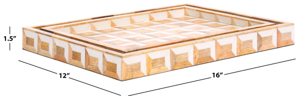Safavieh Aria, Elegant Antique Ivory & Natural Brown Tray Set Of 2 – Stylish Storage & Display Solution! Antique Ivory ,Natural Brown Resin+Mango Wood+Mdf Rdc5010a-set2