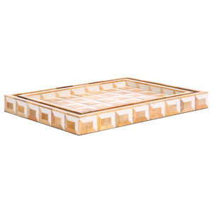 Safavieh Aria, Elegant Antique Ivory & Natural Brown Tray Set Of 2 – Stylish Storage & Display Solution! Antique Ivory ,Natural Brown Resin+Mango Wood+Mdf Rdc5010a-set2