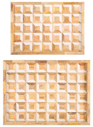 Safavieh Aria, Elegant Antique Ivory & Natural Brown Tray Set Of 2 – Stylish Storage & Display Solution! Antique Ivory ,Natural Brown Resin+Mango Wood+Mdf Rdc5010a-set2