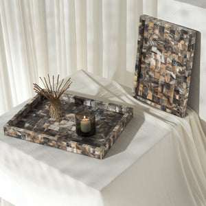 Safavieh LORI, Antique Green & Horn Nestable Tray Set – Elegant Resin/MDF Design for Stylish Home Decor RDC5011A-SET2