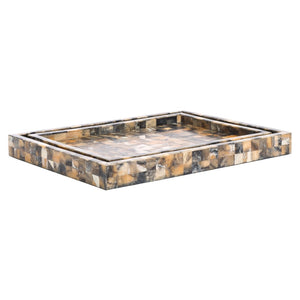 Safavieh LORI, Antique Green & Horn Nestable Tray Set – Elegant Resin/MDF Design for Stylish Home Decor RDC5011A-SET2