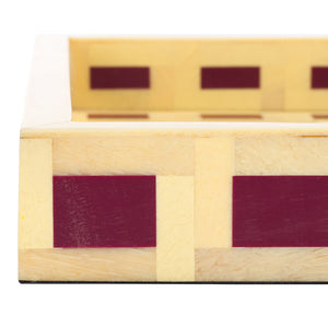 Safavieh Sati, Artistic Muted Yellow & Burgundy Resin Rectangle Tray For Stylish Home Decor & Organization Assorted ,Multi Resin+Mdf Rdc5012a