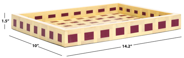 Safavieh Sati, Artistic Muted Yellow & Burgundy Resin Rectangle Tray For Stylish Home Decor & Organization Assorted ,Multi Resin+Mdf Rdc5012a