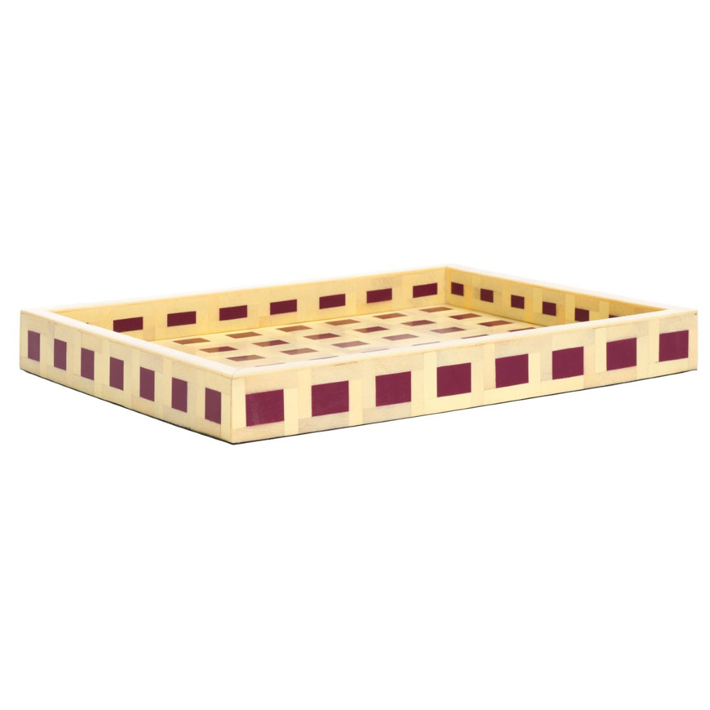 Safavieh SATI, Vibrant Yellow & Burgundy Rectangle Tray - Stylish Serving & Décor Accent for Any Space RDC5012A