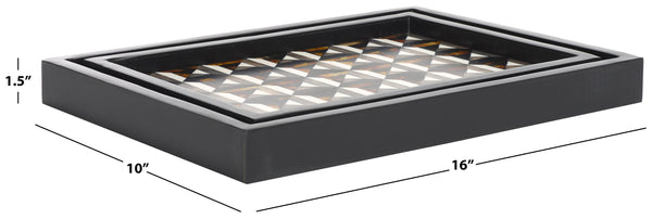 Safavieh Ani, Elegant Ivory And Brown Tray Set Of 2 – Stylish Resin/Mdf With Unique Geometric Design! Ivory ,Brown Resin+Mdf Rdc5013a-set2