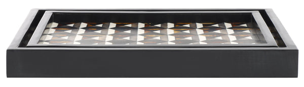 Safavieh Ani, Elegant Ivory And Brown Tray Set Of 2 – Stylish Resin/Mdf With Unique Geometric Design! Ivory ,Brown Resin+Mdf Rdc5013a-set2