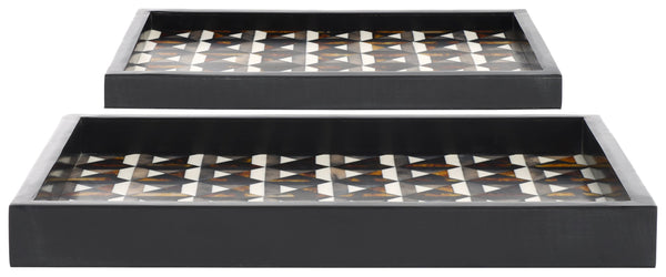 Safavieh Ani, Elegant Ivory And Brown Tray Set Of 2 – Stylish Resin/Mdf With Unique Geometric Design! Ivory ,Brown Resin+Mdf Rdc5013a-set2