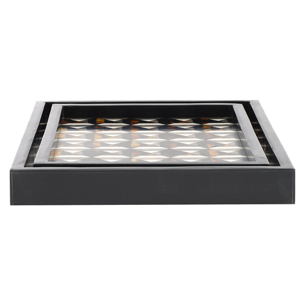 Safavieh Ani, Elegant Ivory And Brown Tray Set Of 2 – Stylish Resin/Mdf With Unique Geometric Design! Ivory ,Brown Resin+Mdf Rdc5013a-set2