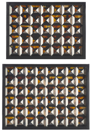 Safavieh Ani, Elegant Ivory And Brown Tray Set Of 2 – Stylish Resin/Mdf With Unique Geometric Design! Ivory ,Brown Resin+Mdf Rdc5013a-set2