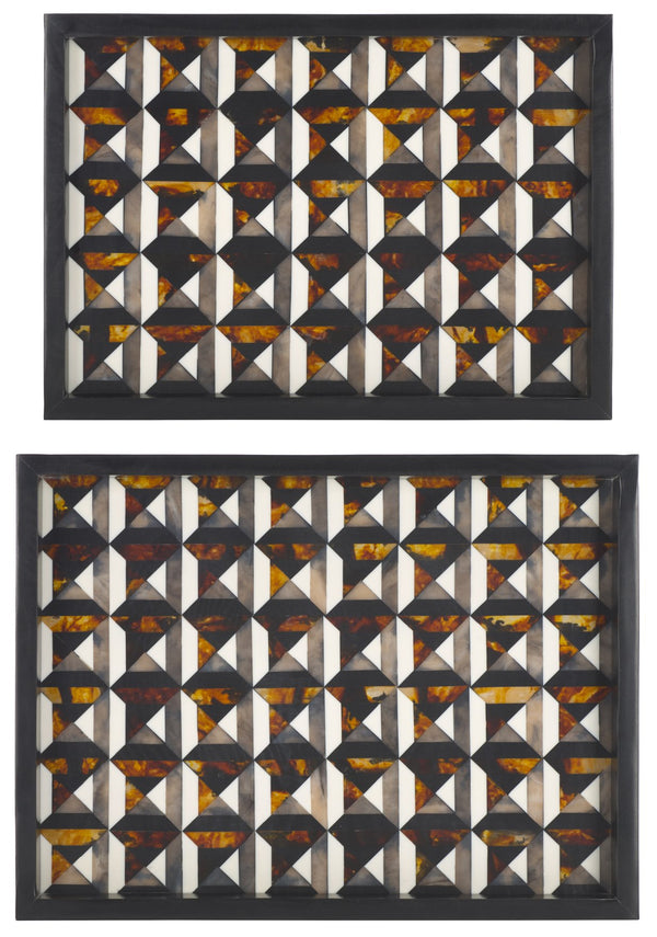 Safavieh Ani, Elegant Ivory And Brown Tray Set Of 2 – Stylish Resin/Mdf With Unique Geometric Design! Ivory ,Brown Resin+Mdf Rdc5013a-set2